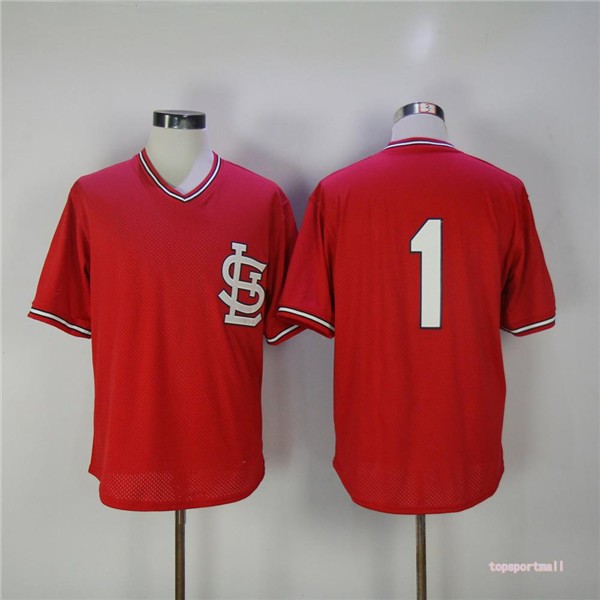 MLB St  Louis Cardinals 1 Ozzie Smith Red BP Throwback Baseball Jerseys