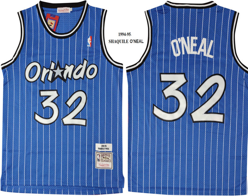 Magic 32 Shaquille O'Neal Blue 1994 95 Hardwood Classics Mesh Jersey