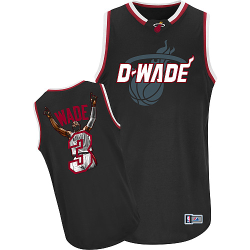 Majestic Athletic Miami Heat 3 Dwyane Wade Notorious Fashion Black Jersey
