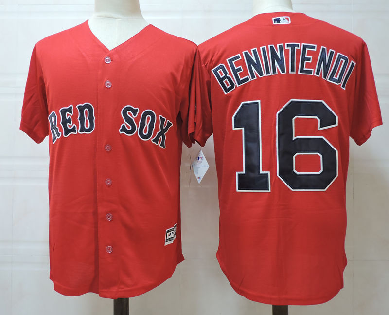 Majestic Boston Red Sox 16 Andrew Benintendi Replica Red Alternate Home Cool Base MLB Jersey