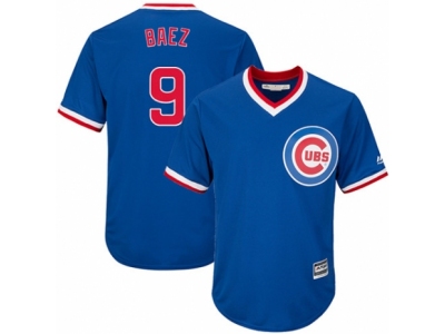 Majestic Chicago Cubs 9 Javier Baez Replica Royal Blue Cooperstown Cool Base MLB Jersey