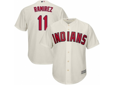 Majestic Cleveland Indians #11 Jose Ramirez Authentic Cream Alternate 2 Cool Base MLB Jersey