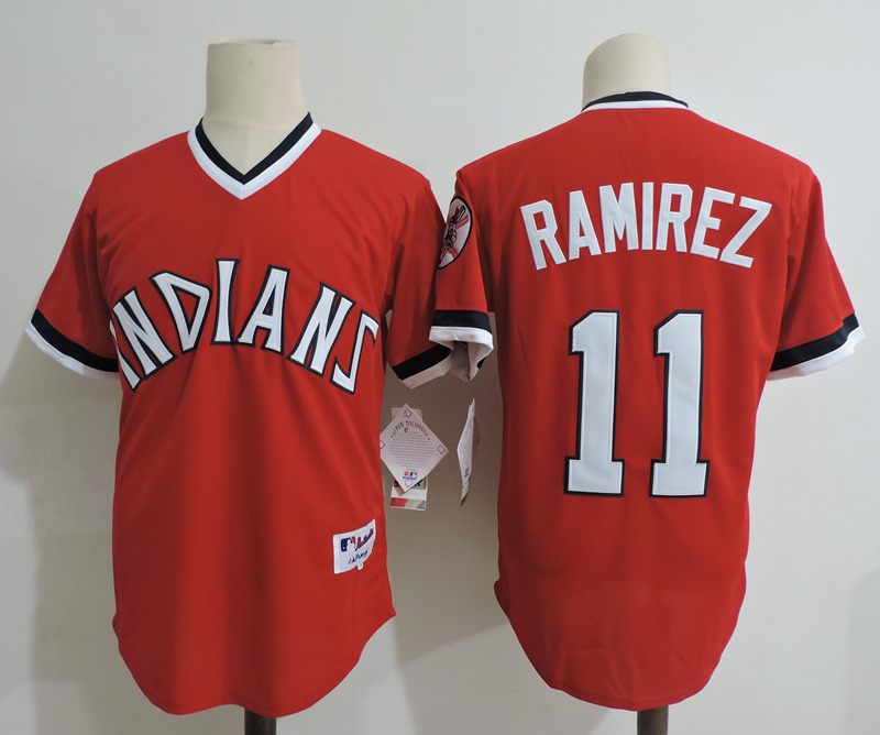 Majestic Cleveland Indians #11 Jose Ramirez Authentic Red Road Cool Base MLB Jersey