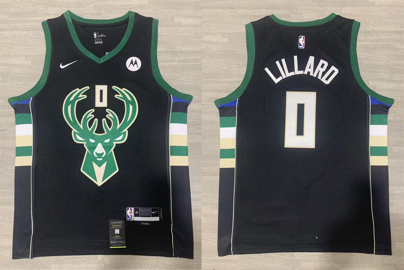 Man Damian Lillard 0 Milwaukee Bucks Statement Edition Black Jersey