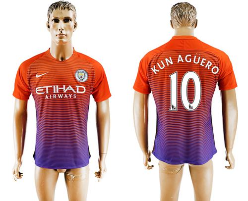 Manchester City 10 Kun Aguero Sec Away Soccer Club Jersey