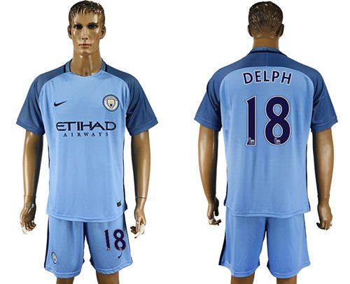 Manchester City 18 Delph Home Soccer Club Jersey