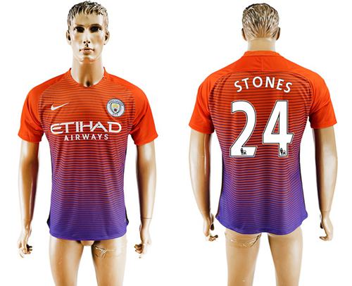 Manchester City 24 Stones Sec Away Soccer Club Jersey
