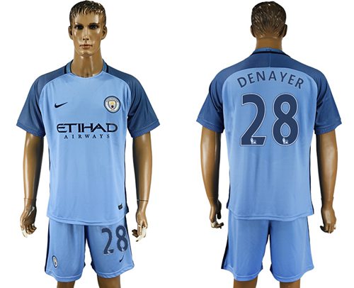 Manchester City 28 Denayer Home Soccer Club Jersey