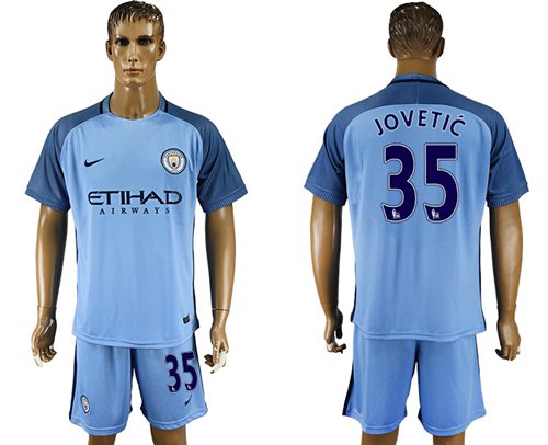 Manchester City 35 Jovetic Home Soccer Club Jersey