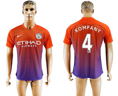 Manchester City 4 Kompany Sec Away Soccer Club Jersey