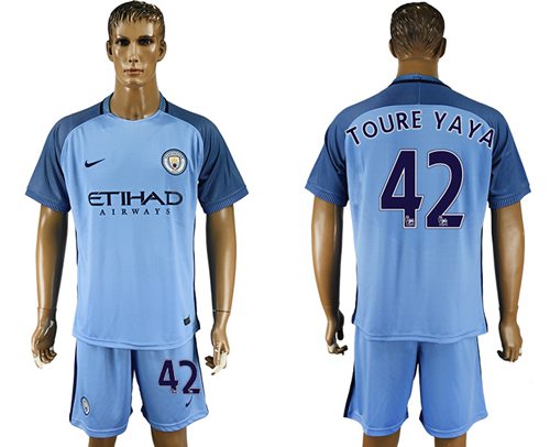 Manchester City 42 Toure Yaya Home Soccer Club Jersey