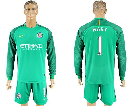 Manchester United 1 Hart Green Goalkeeper Long Sleeves Soccer Club Jersey