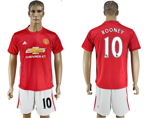 Manchester United 10 Rooney Red Home Soccer Club Jersey