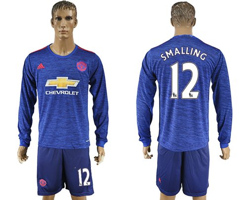 Manchester United 12 Smalling Away Long Sleeves Soccer Club Jersey