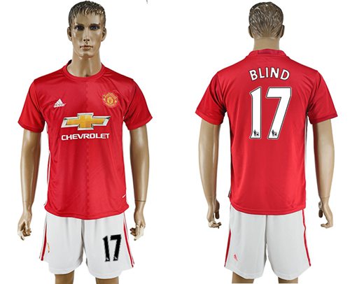 Manchester United 17 Blind Red Home Soccer Club Jersey