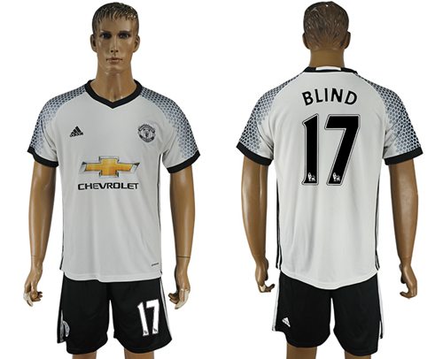 Manchester United 17 Blind White Soccer Club Jersey