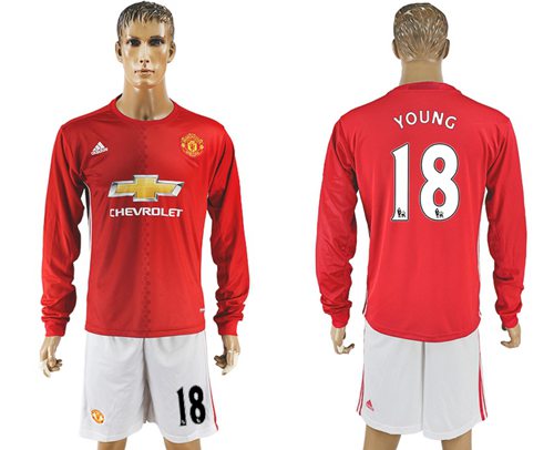Manchester United 18 Young Red Home Long Sleeves Soccer Club Jersey