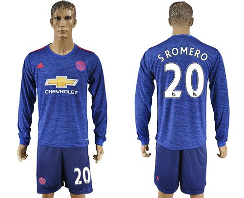 Manchester United 20 Sromero Away Long Sleeves Soccer Club Jersey