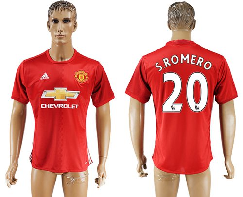 Manchester United 20 Sromero Red Home Soccer Club Jersey