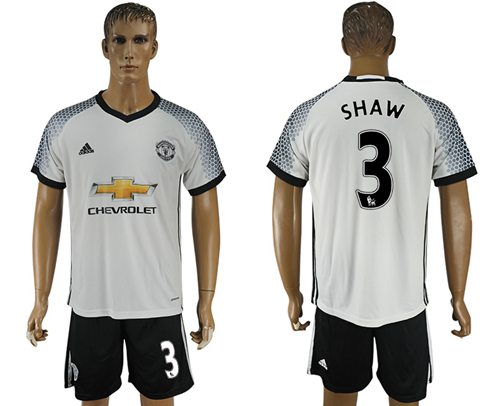 Manchester United 3 Shaw White Soccer Club Jersey
