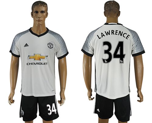 Manchester United 34 Lawrence White Soccer Club Jersey