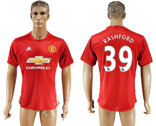 Manchester United 39 Rashford Red Home Soccer Club Jersey