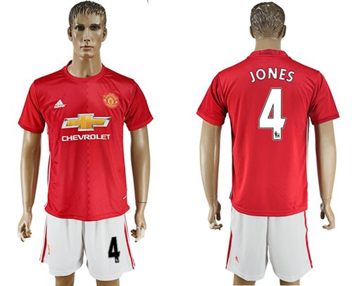 Manchester United 4 Jones Red Home Soccer Club Jersey