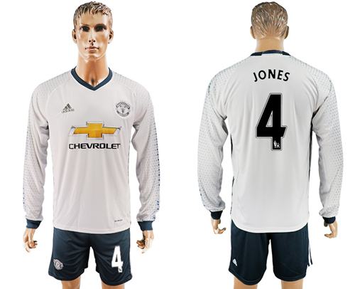 Manchester United 4 Jones Sec Away Long Sleeves Soccer Club Jersey