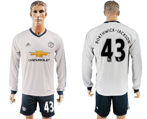 Manchester United 43 Borthwick Jackson Sec Away Long Sleeves Soccer Club Jersey