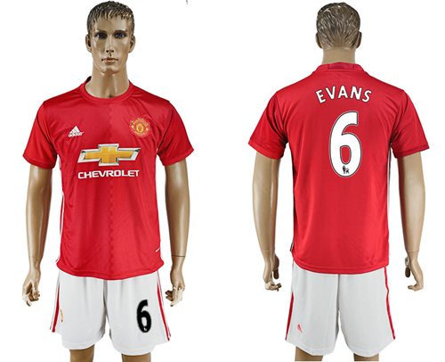 Manchester United 6 Evans Red Home Soccer Club Jersey