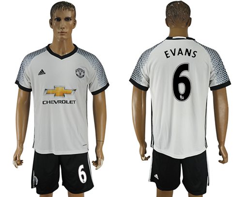 Manchester United 6 Evans White Soccer Club Jersey