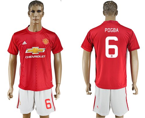 Manchester United 6 Pogba Home League Soccer Club Jersey