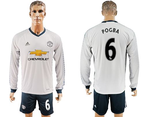 Manchester United 6 Pogba Sec Away Long Sleeves Soccer Club Jersey