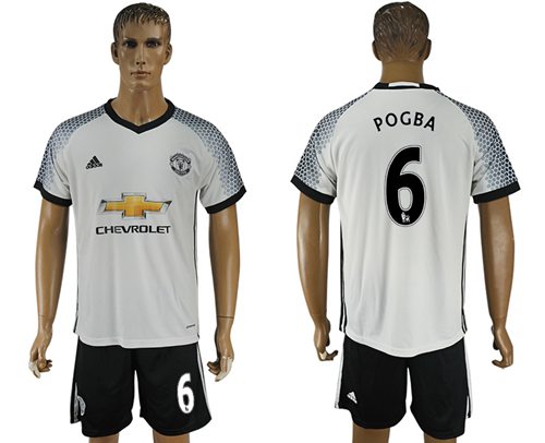 Manchester United 6 Pogba White Soccer Club Jersey