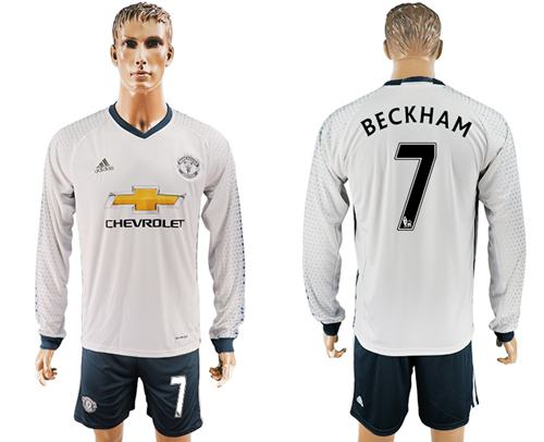 Manchester United 7 Beckham Sec Away Long Sleeves Soccer Club Jersey