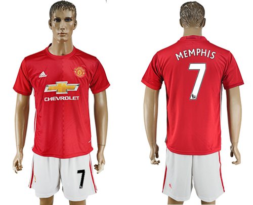 Manchester United 7 Memphis Red Home Soccer Club Jersey