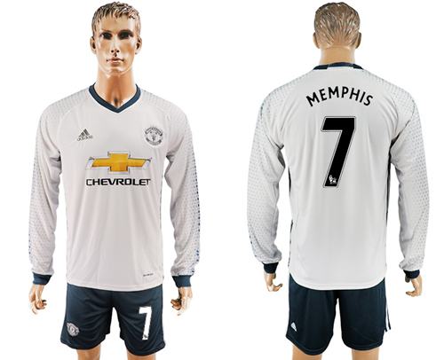 Manchester United 7 Memphis Sec Away Long Sleeves Soccer Club Jersey
