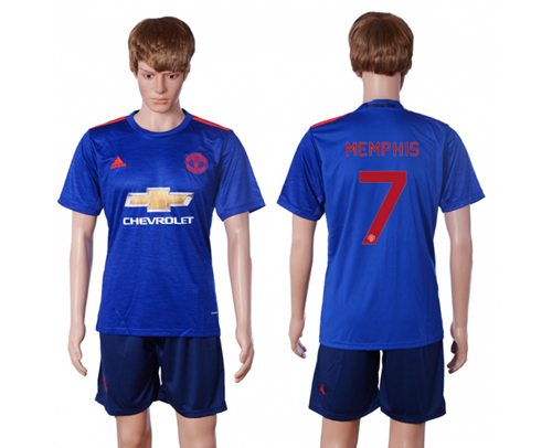 Manchester United 7 Memphis UEFA Champions Away Soccer Club Jersey