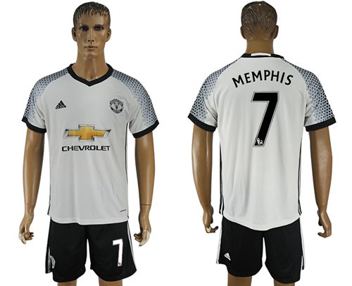 Manchester United 7 Memphis White Soccer Club Jersey