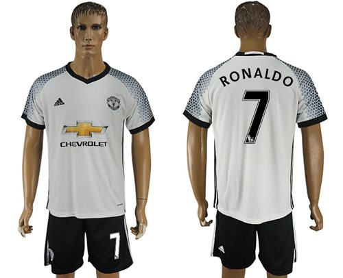 Manchester United 7 Ronaldo White Soccer Club Jersey