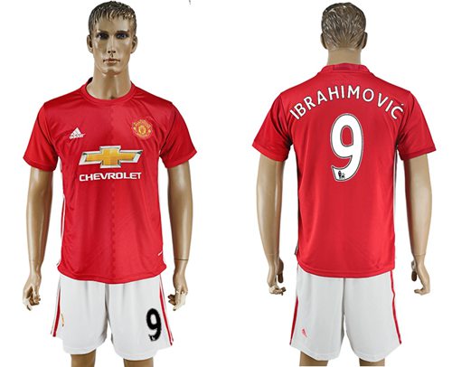 Manchester United 9 Ibrahimovic Red Home Soccer Club Jersey