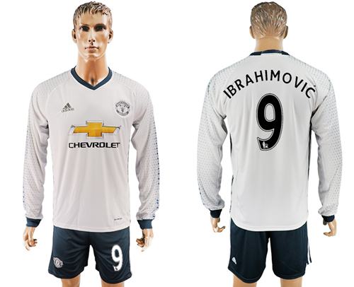 Manchester United 9 Ibrahimovic Sec Away Long Sleeves Soccer Club Jersey