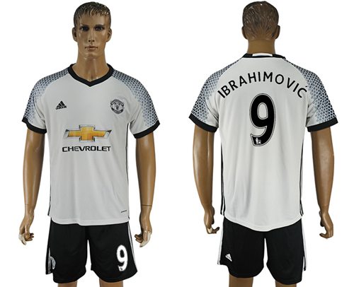 Manchester United 9 Ibrahimovic White Soccer Club Jersey