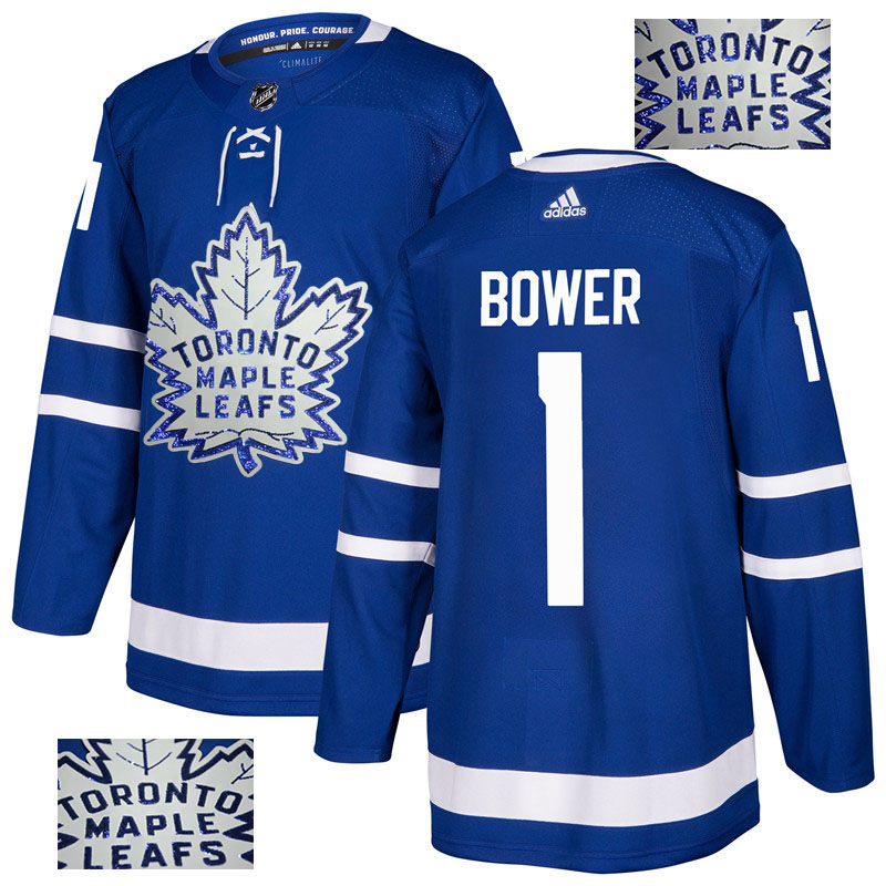 Maple Leafs 1 Johnny Bower Blue  Jersey