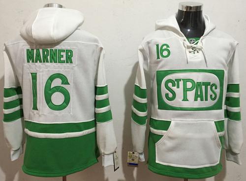 Maple Leafs 16 Mitchell Marner White Green St Patrick s Day Pullover NHL Hoodie