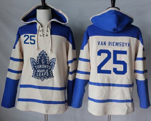 Maple Leafs 25 James Van Riemsdyk Cream Sawyer Hooded Sweatshirt Stitched NHL Jersey