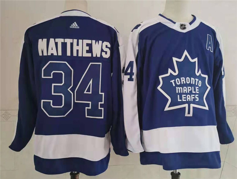 Maple Leafs 34 Auston Matthews Blue 2020 21 Reverse Retro Adidas Jersey