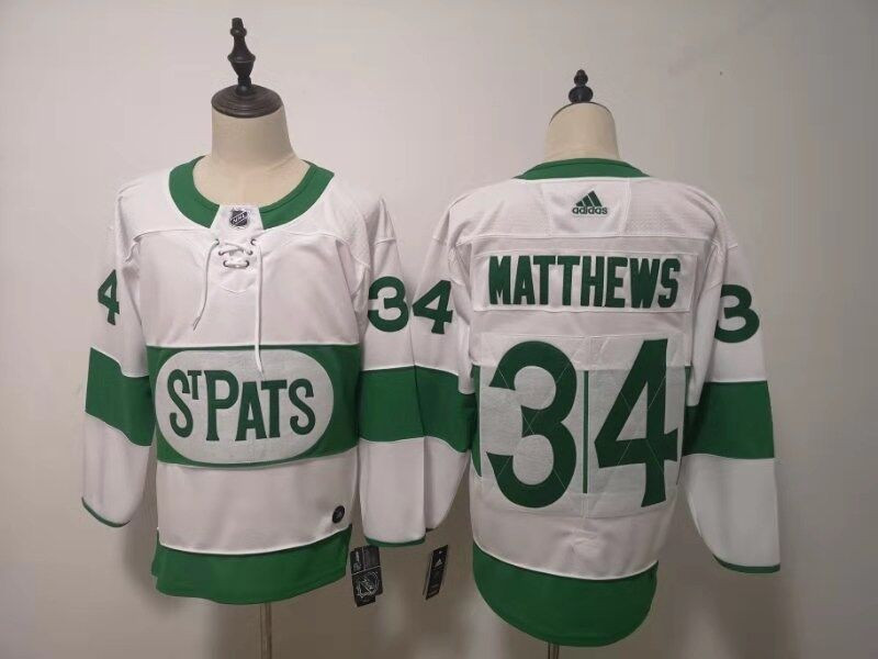 Maple Leafs 34 Auston Matthews White 2019 St. Patrick's Day  Jersey