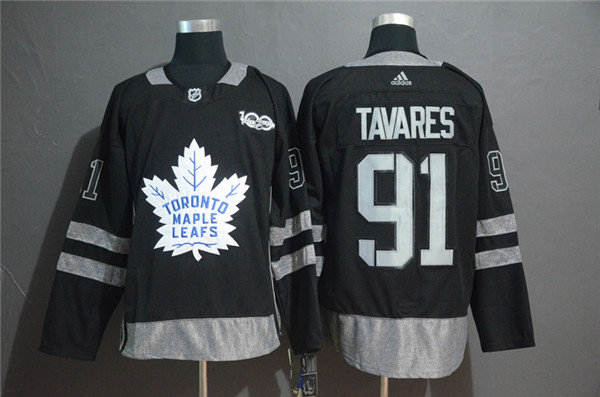 Maple Leafs 91 John Tavares Black 1917 2017 100th Anniversary  Jersey