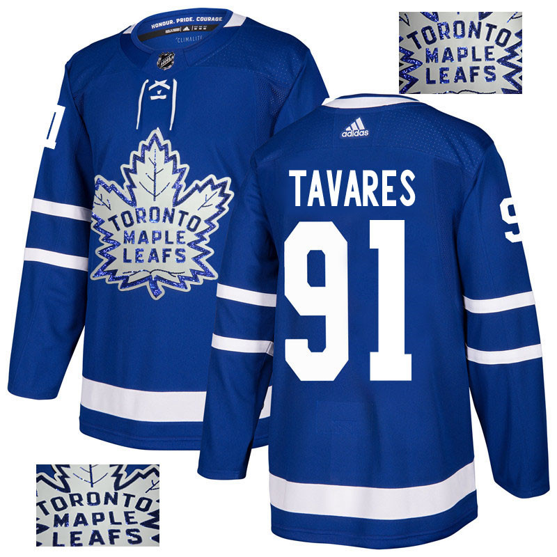 Maple Leafs 91 John Tavares Blue Glittery Edition  Jersey